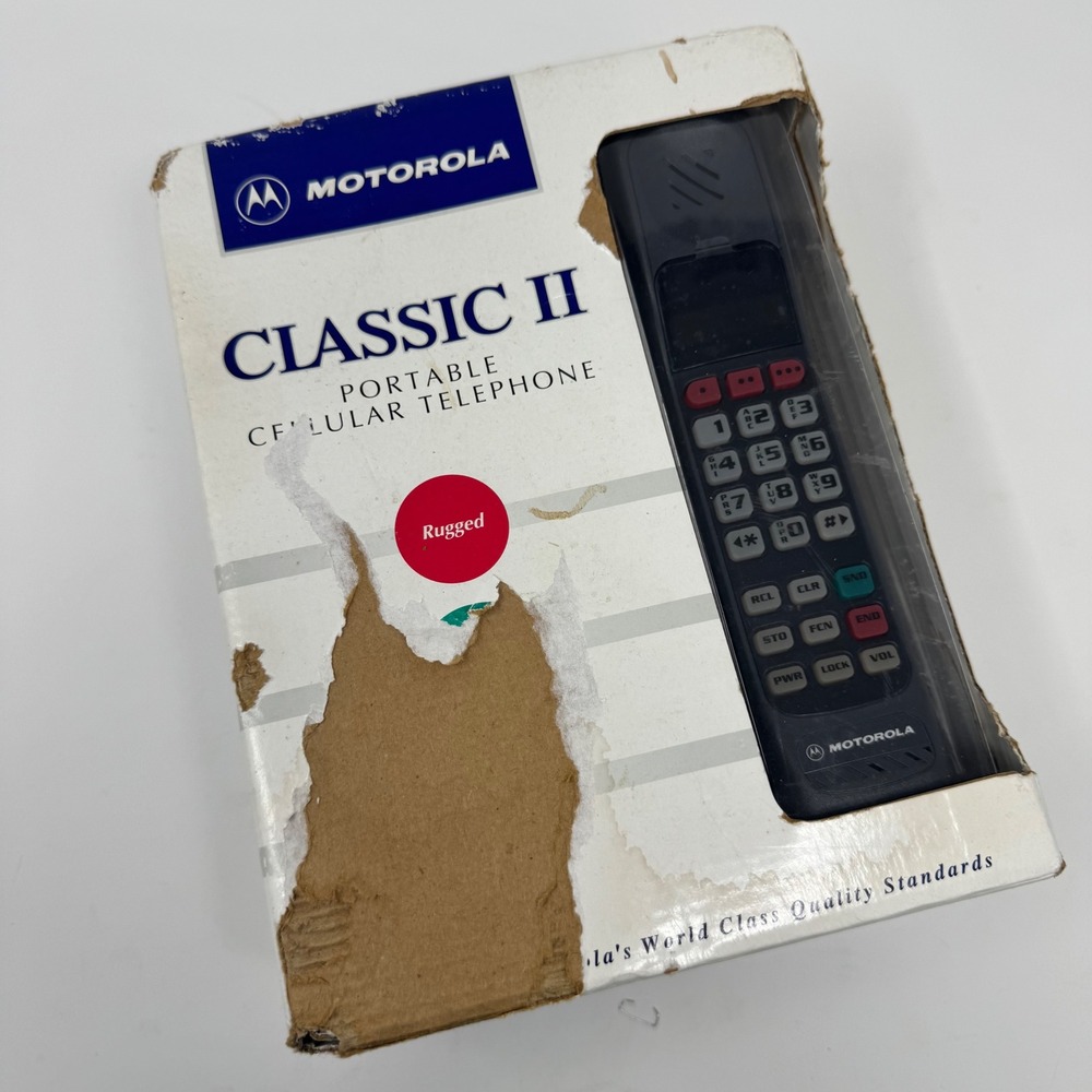 Vintage 1994 Motorola Classic II Brick Phone Box Damaged | Retro Tech Prop
